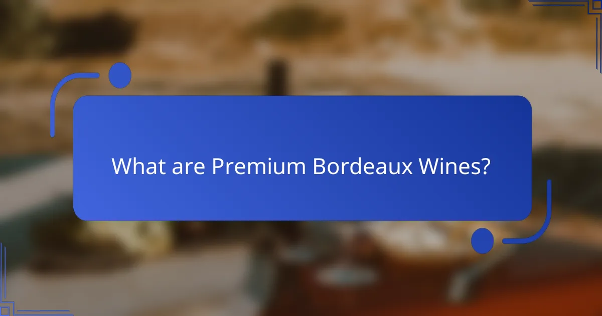 What are Premium Bordeaux Wines?