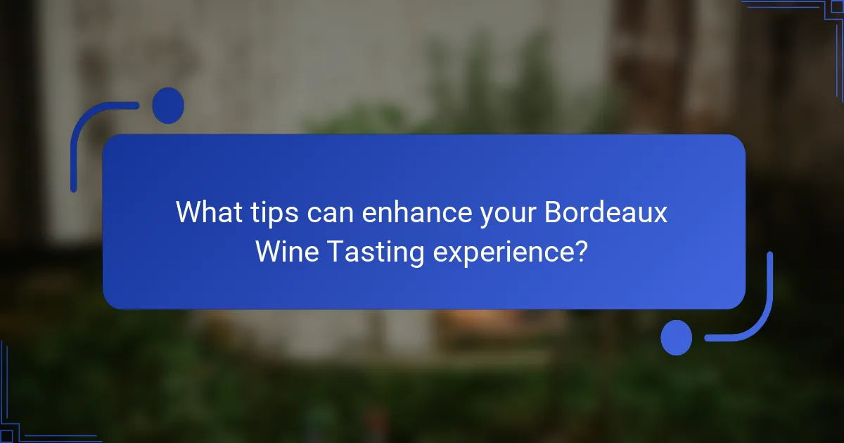 What tips can enhance your Bordeaux Wine Tasting experience?