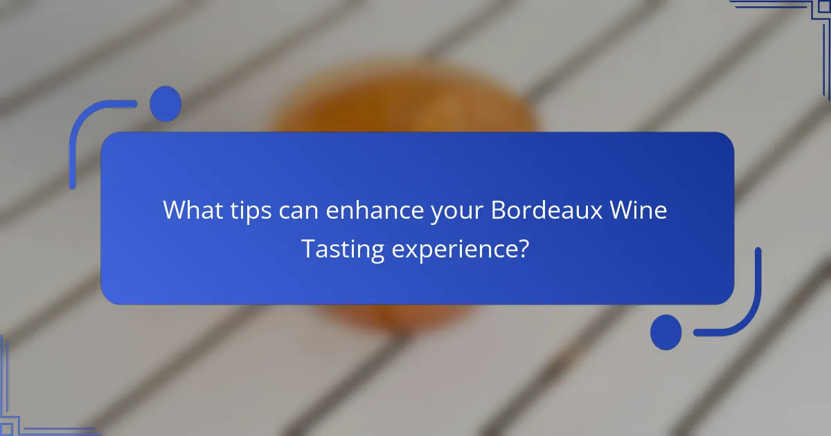 What tips can enhance your Bordeaux Wine Tasting experience?